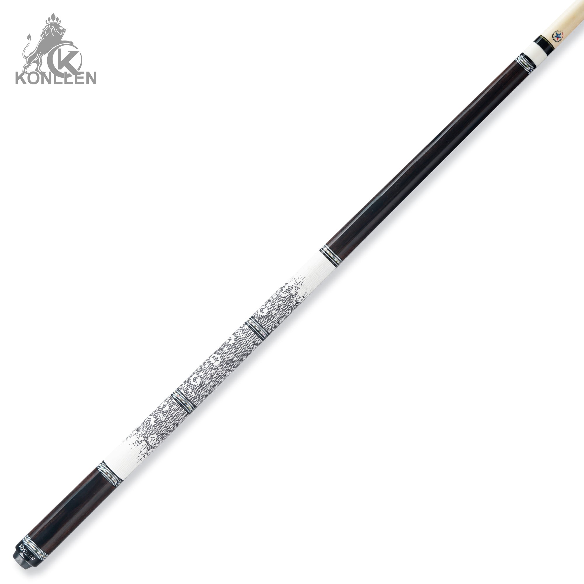 KONLLEN AXA-K2F Low Deflection Pool Cue Ebony Handmade Inlay - 12.5mm