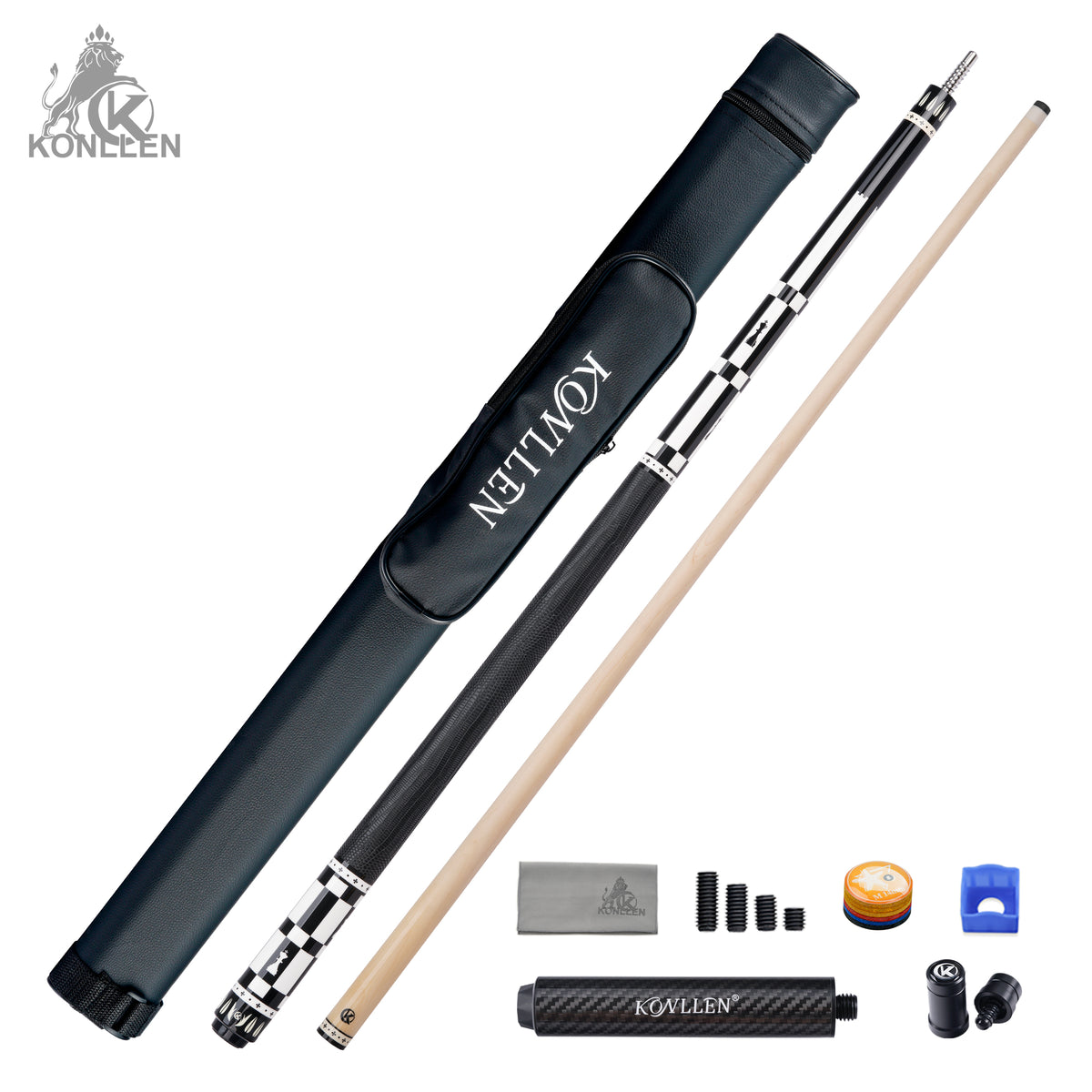 KONLLEN Regent Low Deflection Maple Pool Cue With 30cm Carbon Tube - 12mm