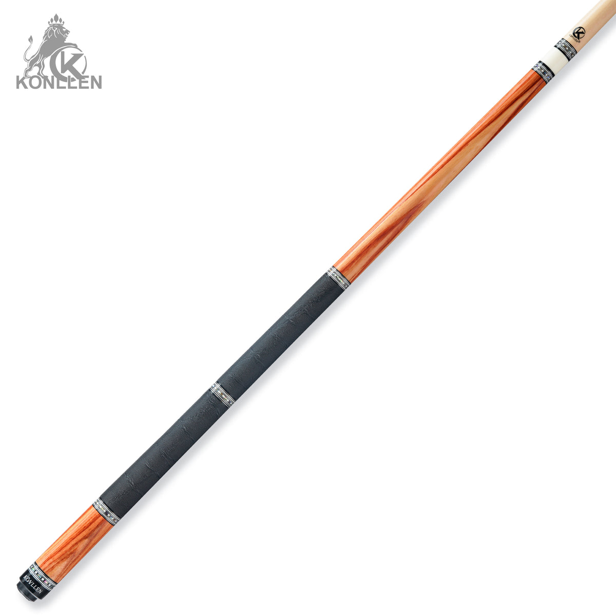 KONLLEN AKA-3-M Low Deflection Pool Cue Tulipwood Handmade Inlay - 12.5mm