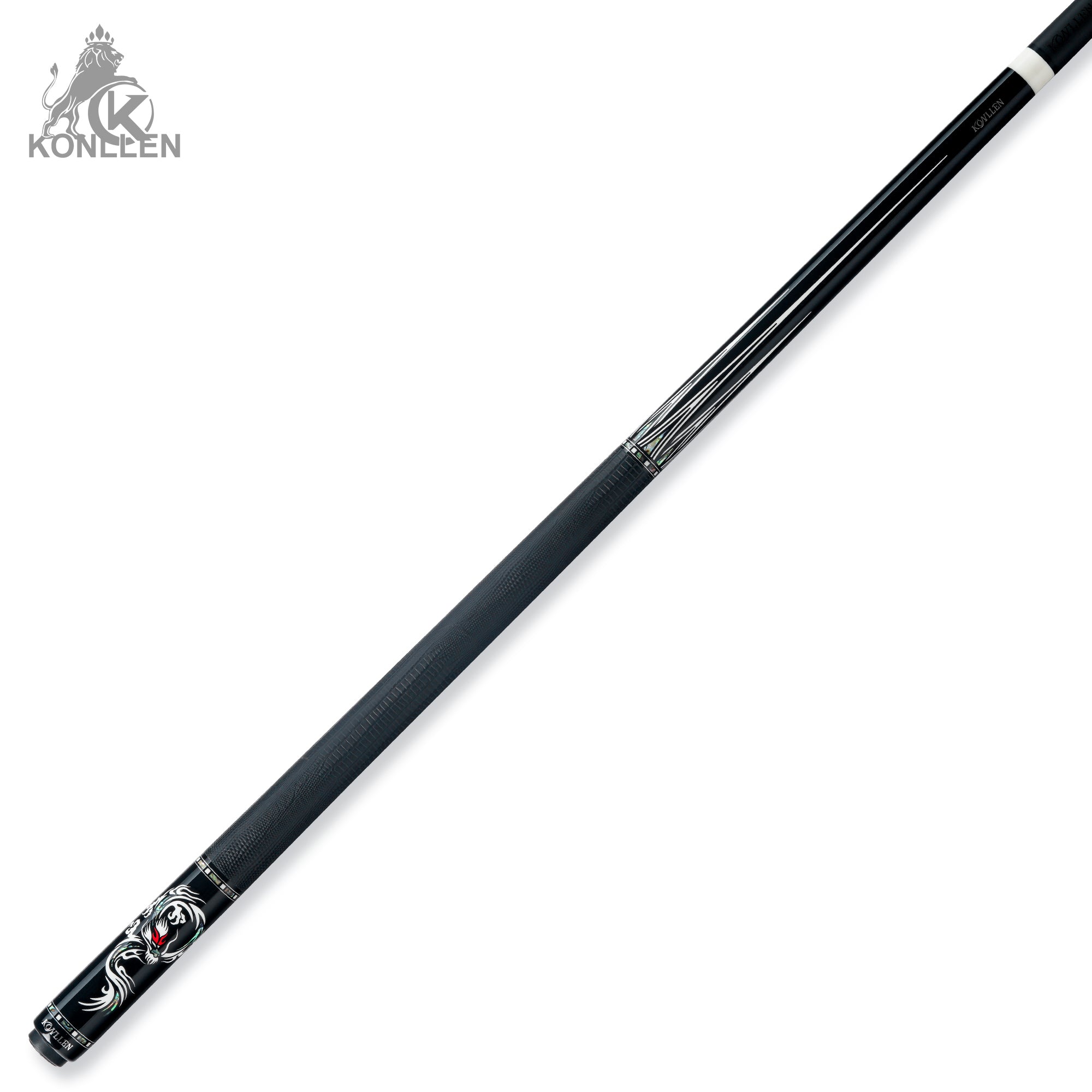 KONLLEN AK-AI-1F Low Deflection Carbon Fiber Pool Cue Ebony Handmade Inlay - 12.5mm