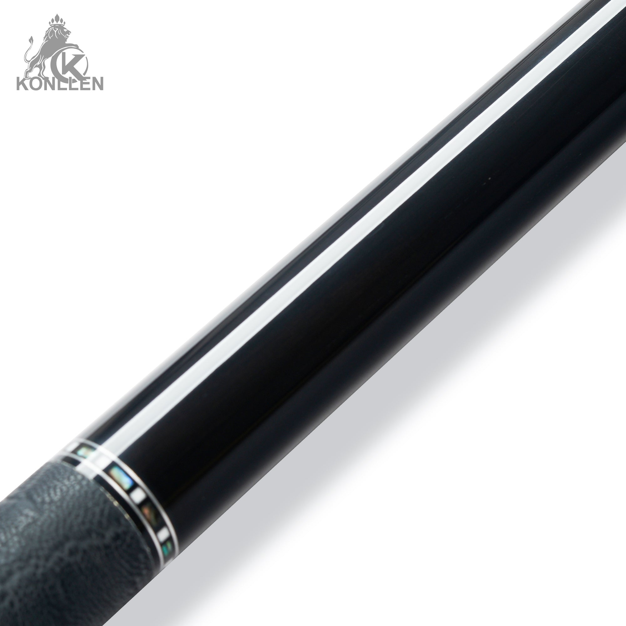 KONLLEN Nocturne-01 Low Deflection Carbon Fiber Pool Cue Ebony Handmade Inlay - Elephant Ear Pattern - 12.5mm