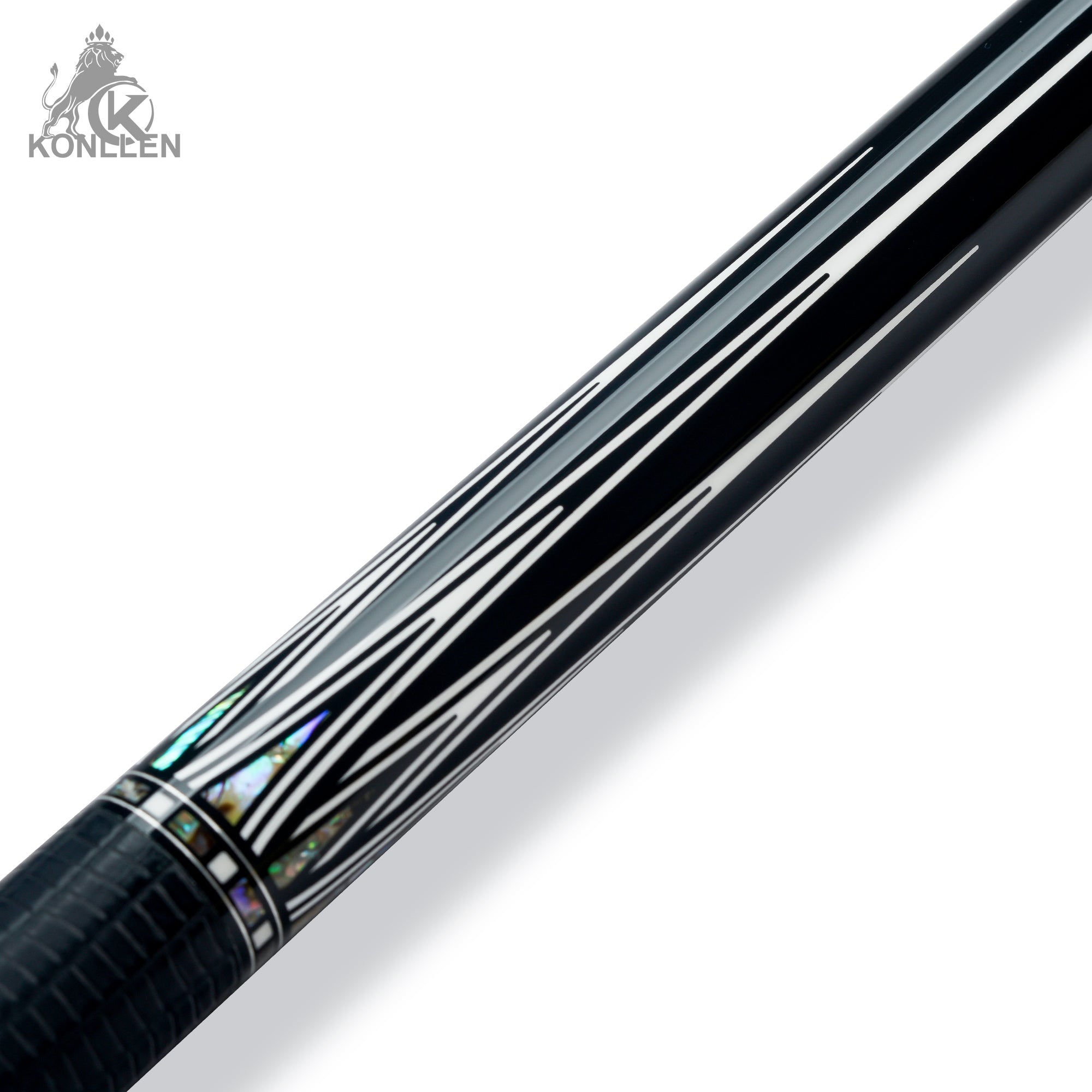 KONLLEN AK-AI-1F Low Deflection Carbon Fiber Pool Cue Ebony Handmade Inlay - 12.5mm