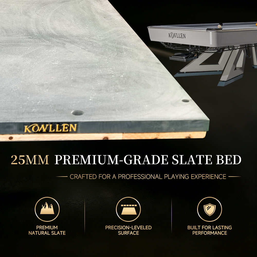KONLLEN KRONOS 9ft Billiard Pool Table, Professional Slate Bed Billiard Table for Competition & Club Use