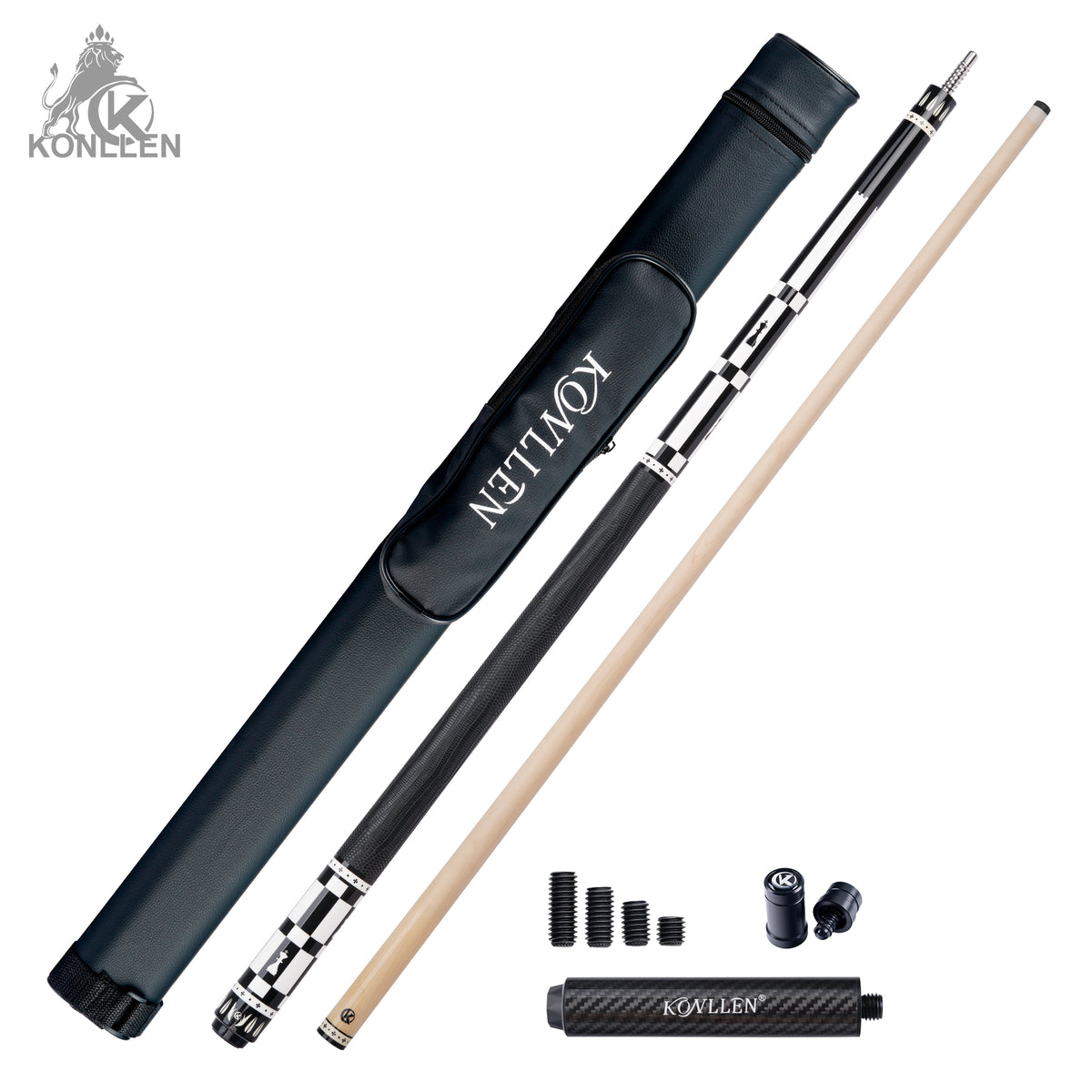 KONLLEN Regent Low Deflection Maple Pool Cue With 30cm Carbon Tube - 12mm