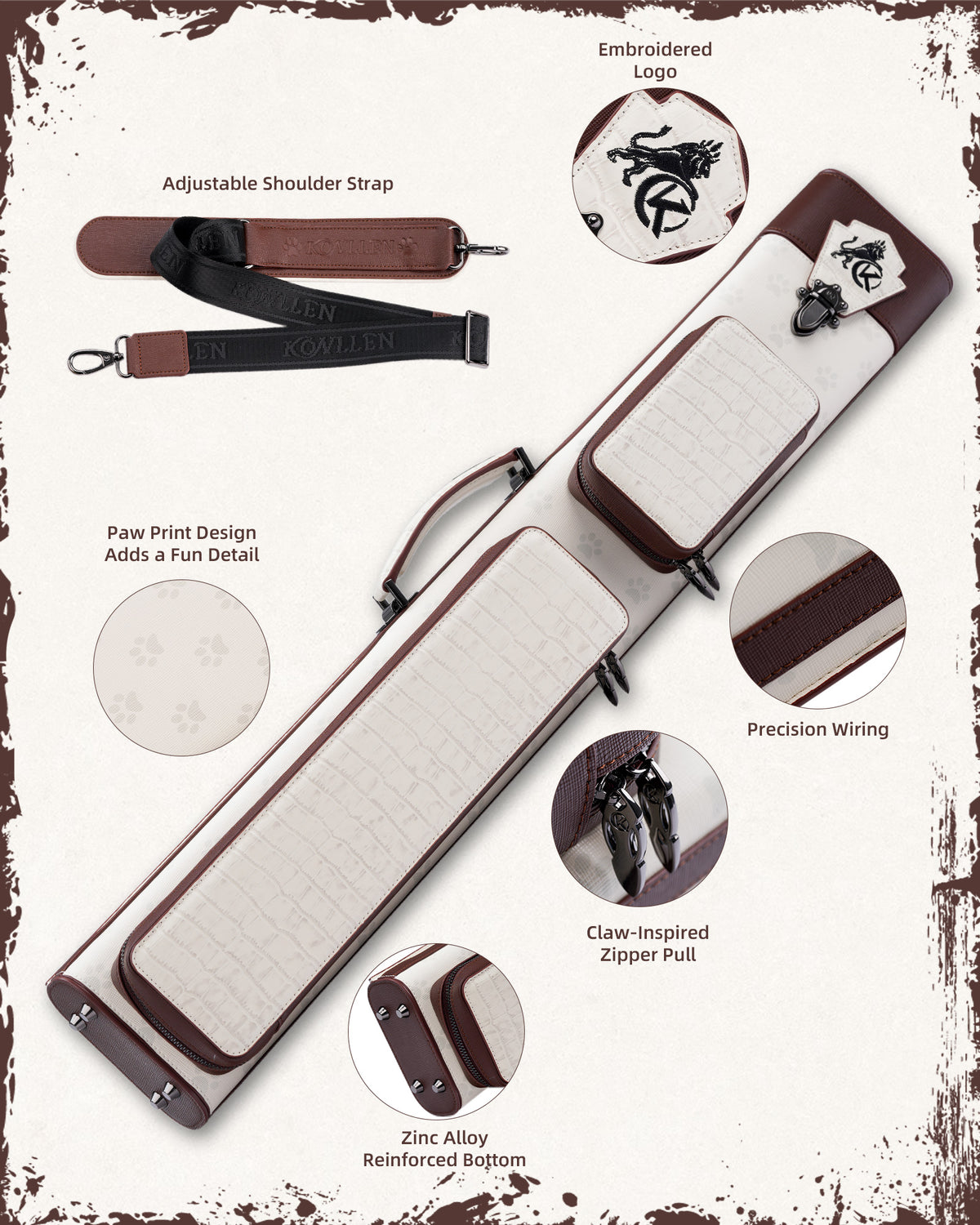 KONLLEN VintageLine Series 2x4 Pool Cue Case – 2 Butts & 4 Shafts