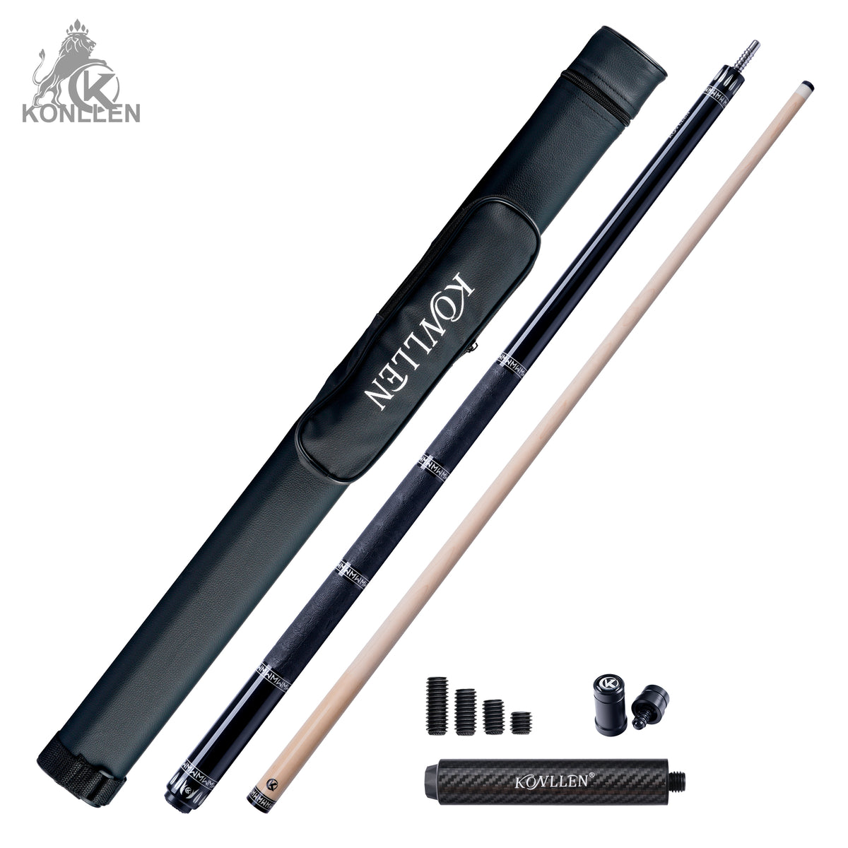 KONLLEN Eclipse Low Deflection Maple Pool Cue With 30cm Carbon Tube - 12mm