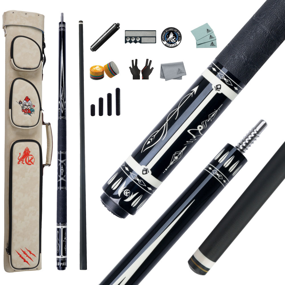 KONLLEN Astra Low Deflection Carbon Fiber Pool Cue with CFX ProTaper Shaft - 12.4mm