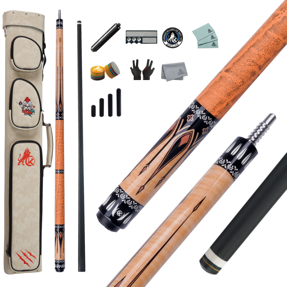 KONLLEN Lustre Low Deflection Carbon Fiber Pool Cue with CFX ProTaper Shaft - 12.4mm