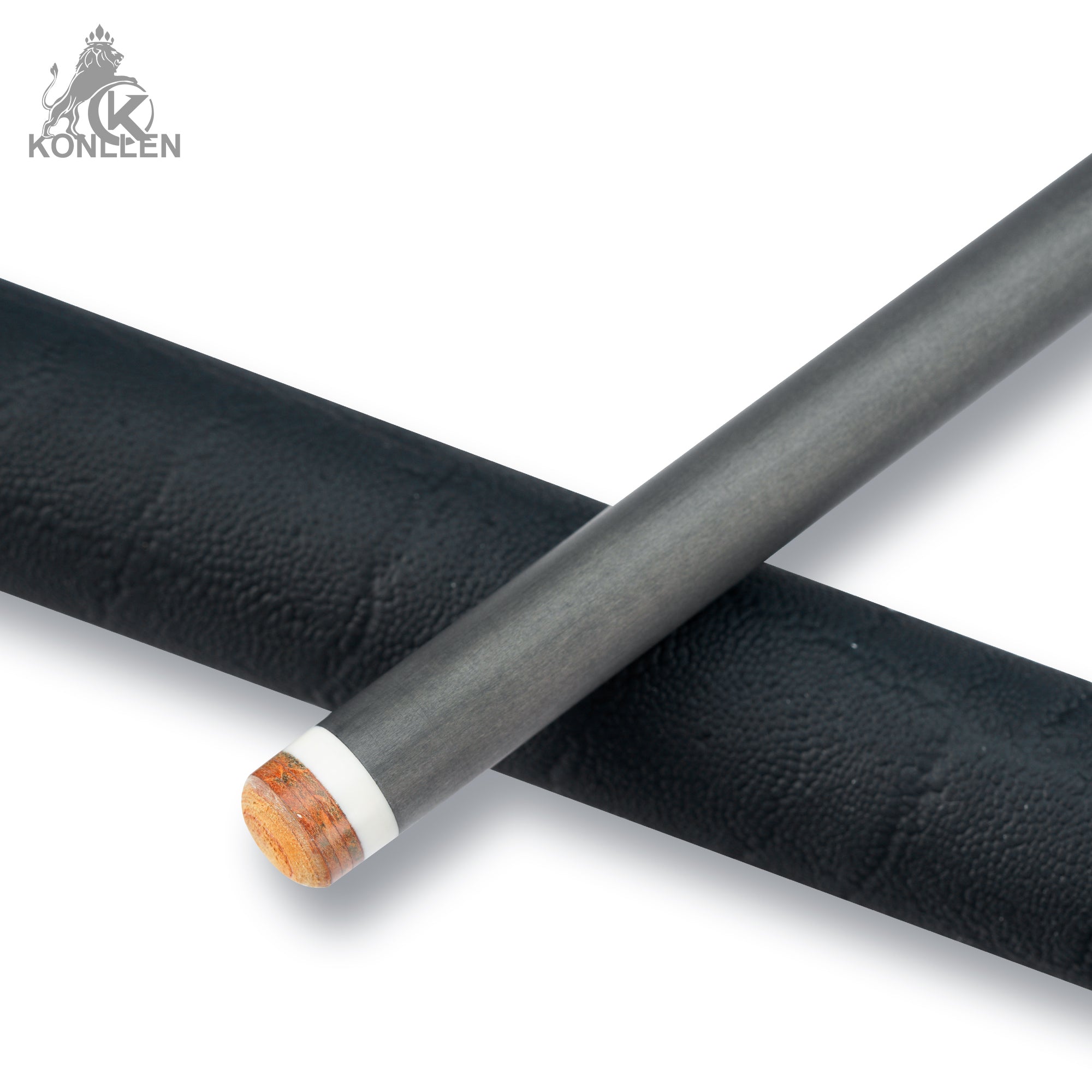 KONLLEN Nocturne-01 Low Deflection Carbon Fiber Pool Cue Ebony Handmade Inlay - Elephant Ear Pattern - 12.5mm
