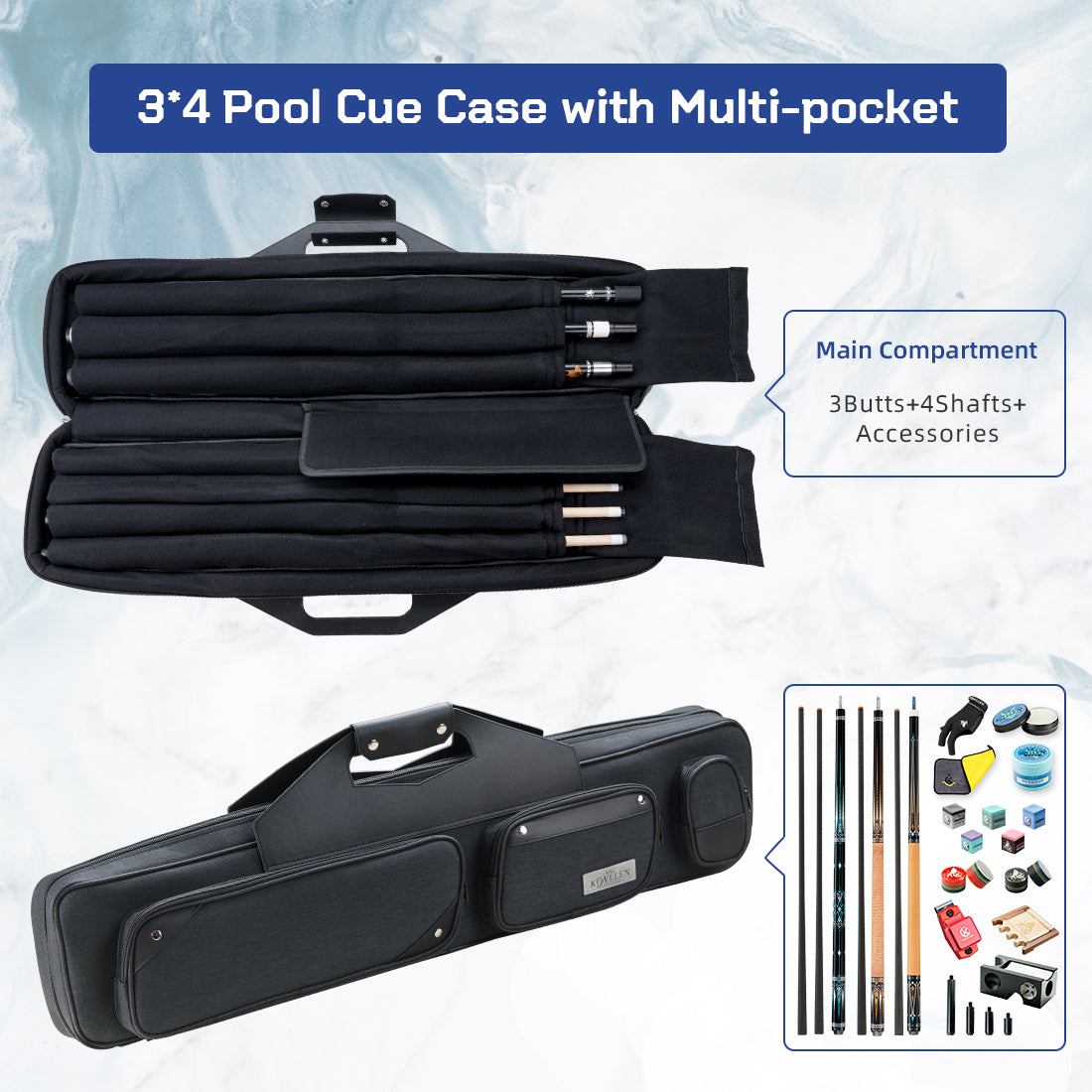 KONLLEN Oxford Cloth Soft Case - 3 Butts x 4 Shafts