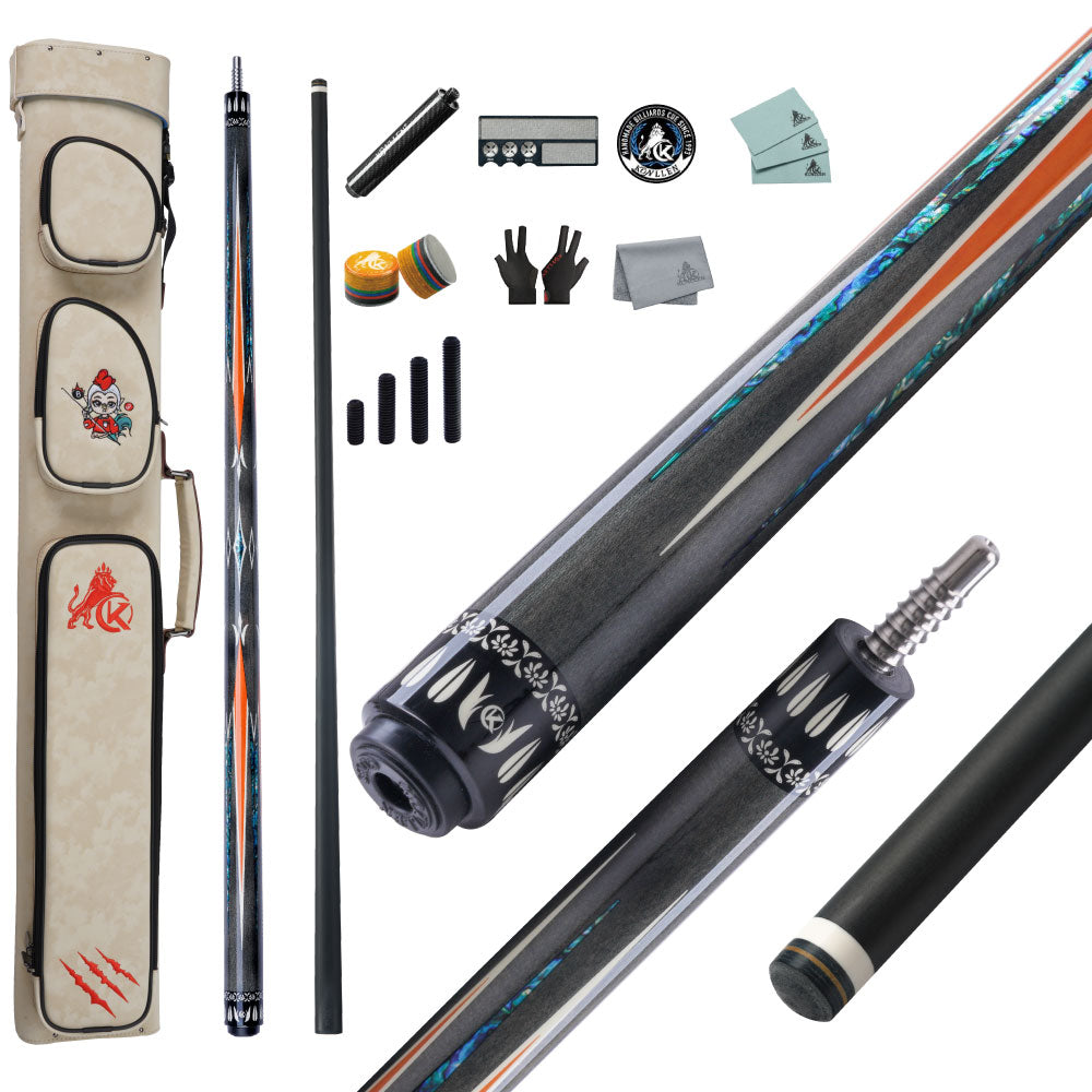 KONLLEN Lucent Low Deflection Carbon Fiber Pool Cue with CFX ProTaper Shaft - 12.4mm