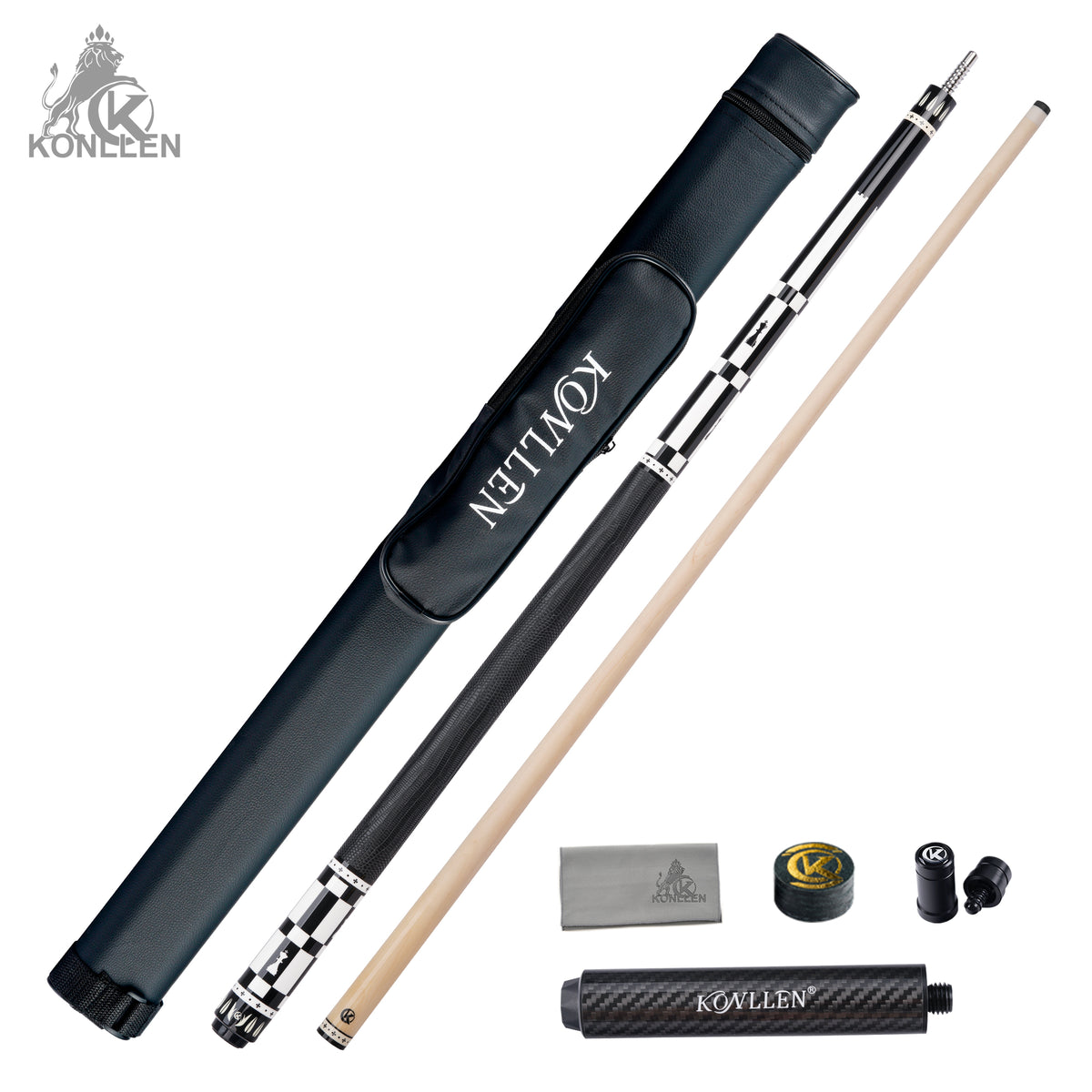 KONLLEN Regent Low Deflection Maple Pool Cue With 30cm Carbon Tube - 12mm