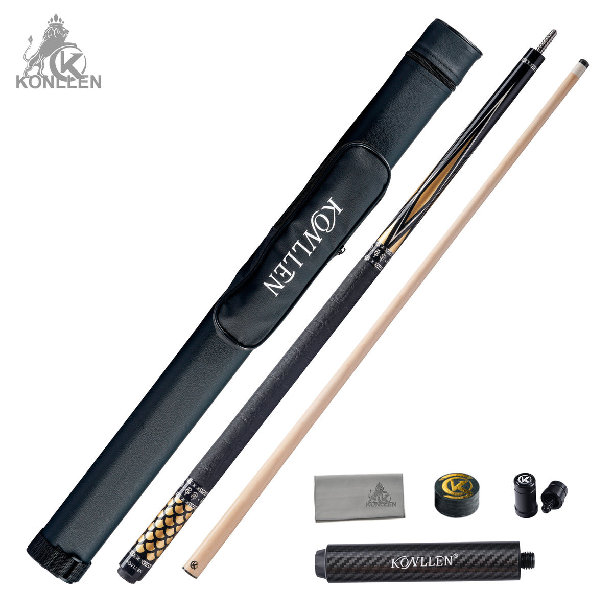 KONLLEN Aurelian Low Deflection Maple Pool Cue With 30cm Carbon Tube - 11.8mm / 12.5mm