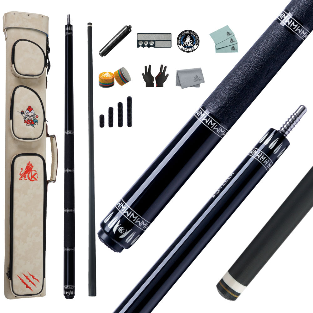 KONLLEN Eclipse Low Deflection Carbon Fiber Pool Cue with CFX ProTaper Shaft - 12.4mm