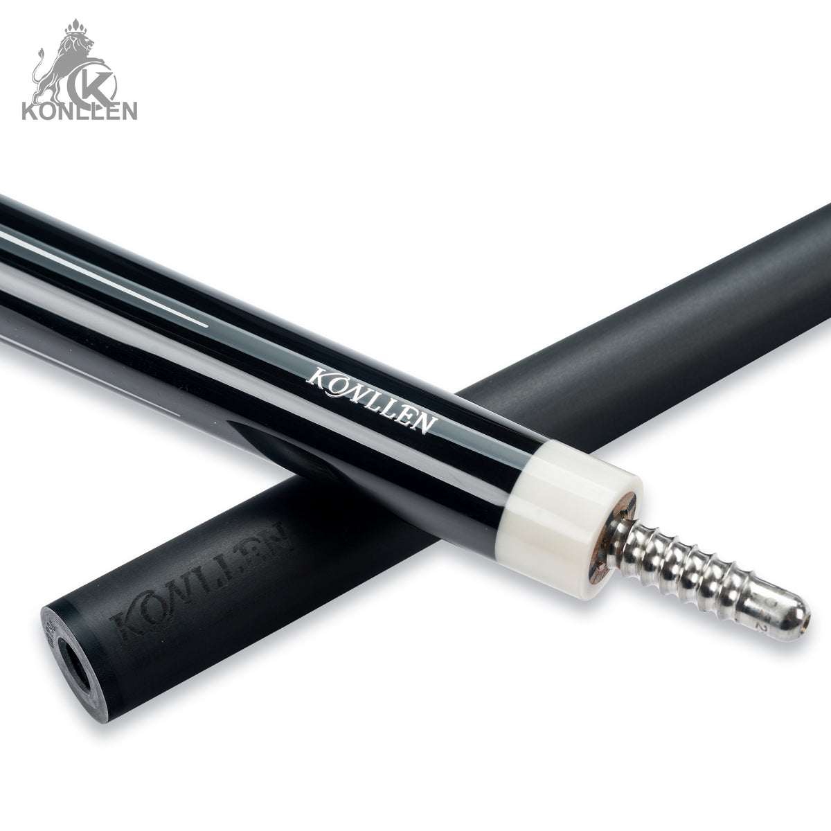 KONLLEN AK-AI-1F Low Deflection Carbon Fiber Pool Cue Ebony Handmade Inlay - 12.5mm
