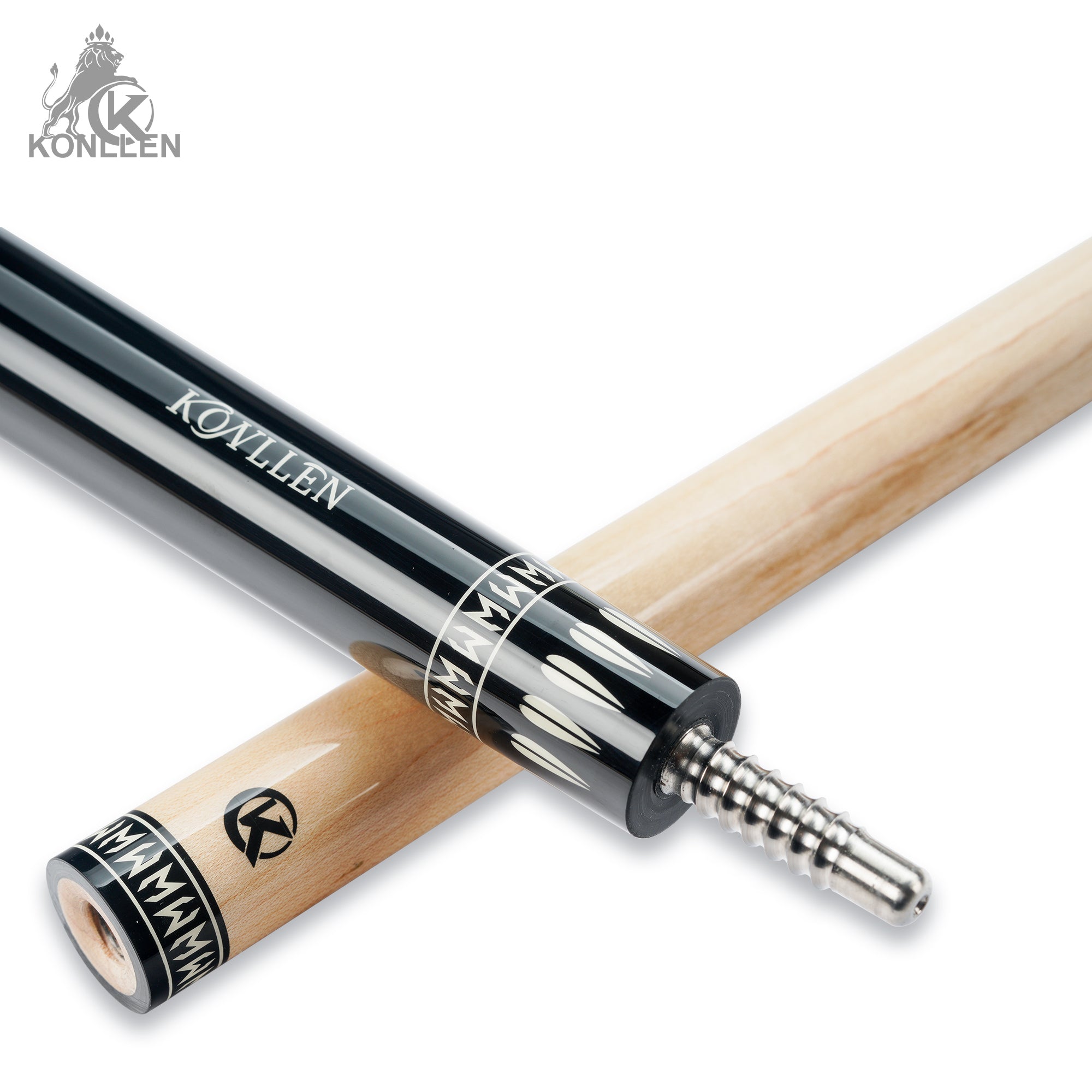 KONLLEN Eclipse Low Deflection Maple Pool Cue With 30cm Carbon Tube - 12mm
