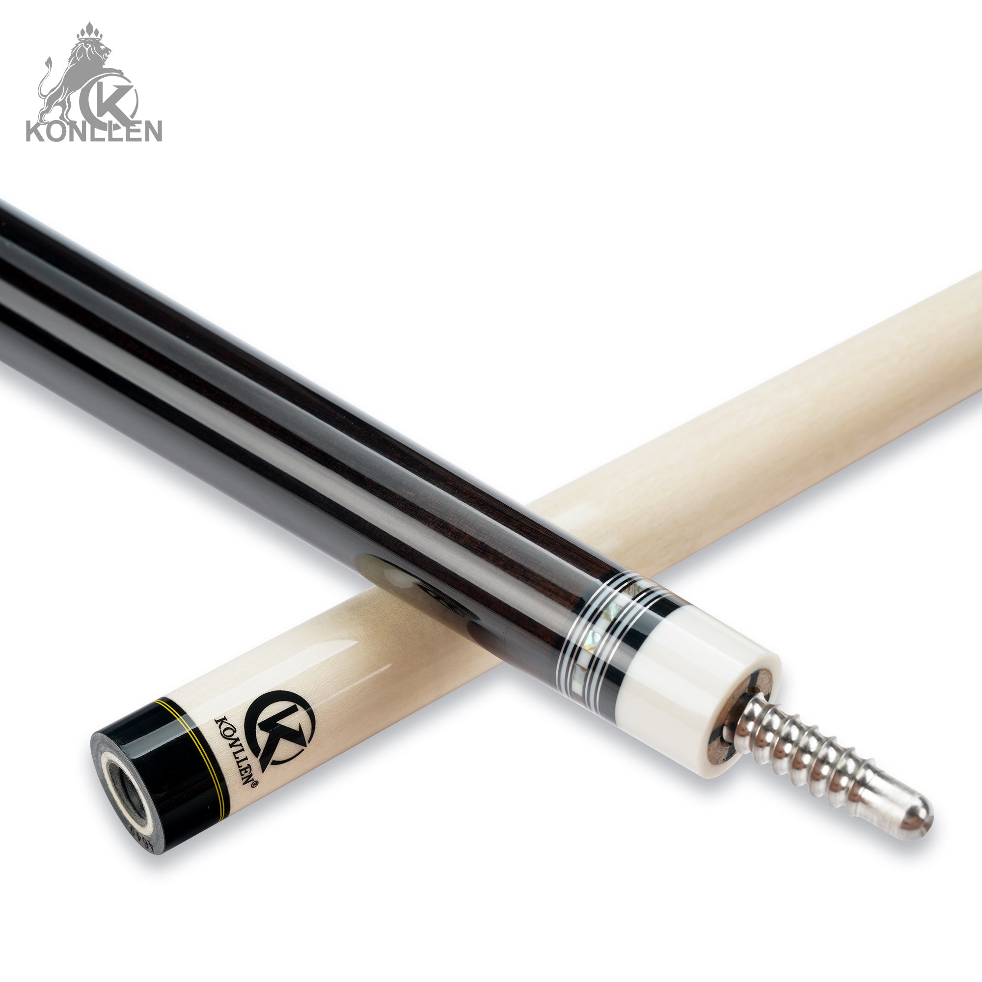 KONLLEN AXA-K1F Low Deflection Pool Cue Ebony Handmade Inlay - 12.5mm