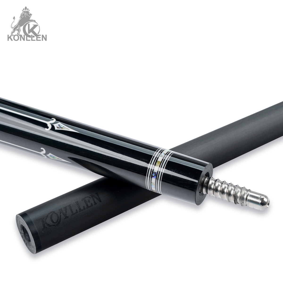 KONLLEN AK-AS-1F Low Deflection Carbon Fiber Pool Cue Red Rosewood Handmade Inlay - 10.5mm / 11.5mm / 12.5mm