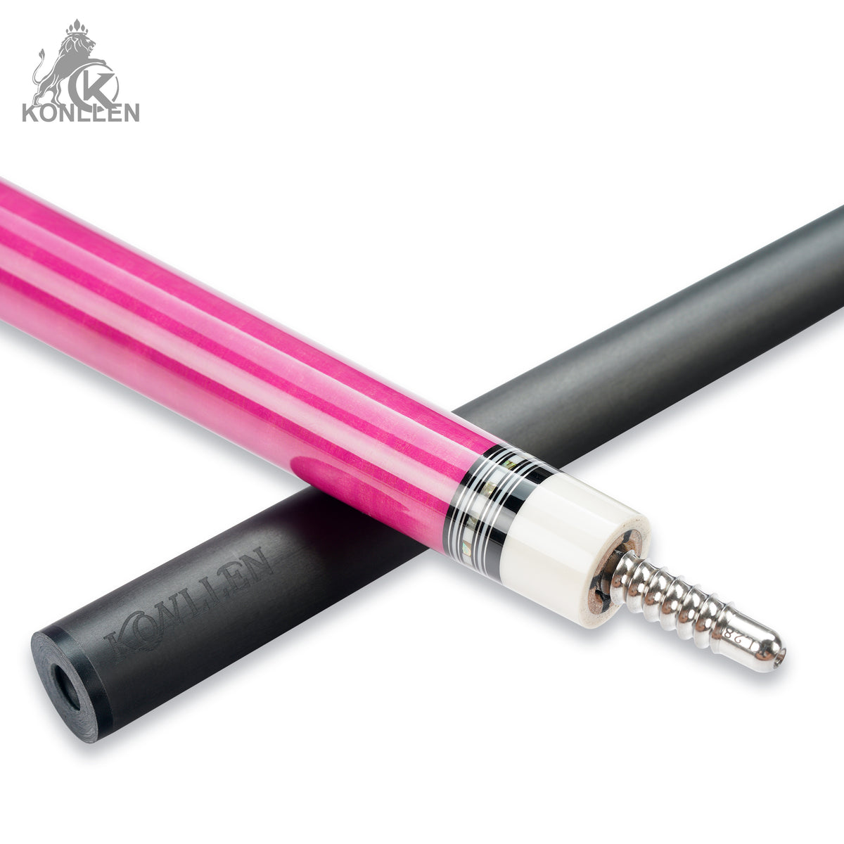 KONLLEN AXA-H1F Low Deflection Pool Cue Pink-Dyed Tigerwood Handmade Inlay - 12.5mm