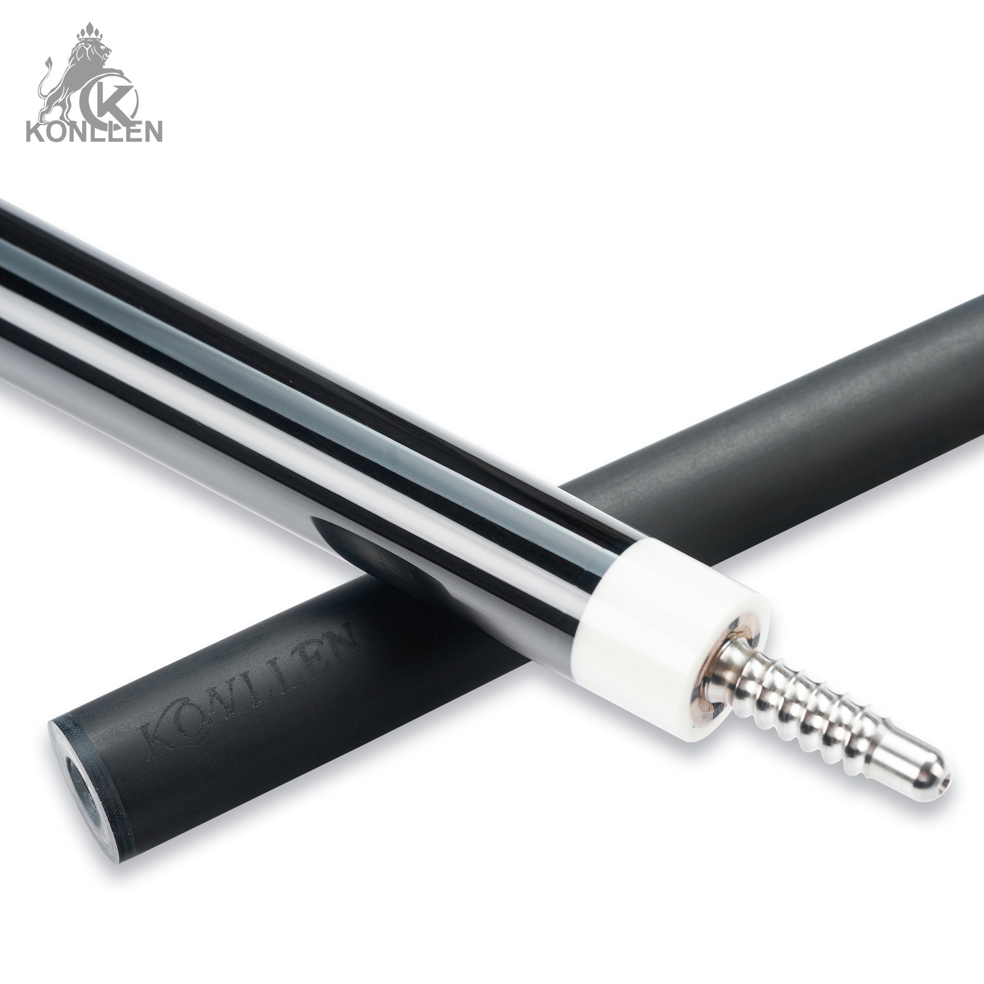 KONLLEN Nocturne-01 Low Deflection Carbon Fiber Pool Cue Ebony Handmade Inlay - Elephant Ear Pattern - 12.5mm