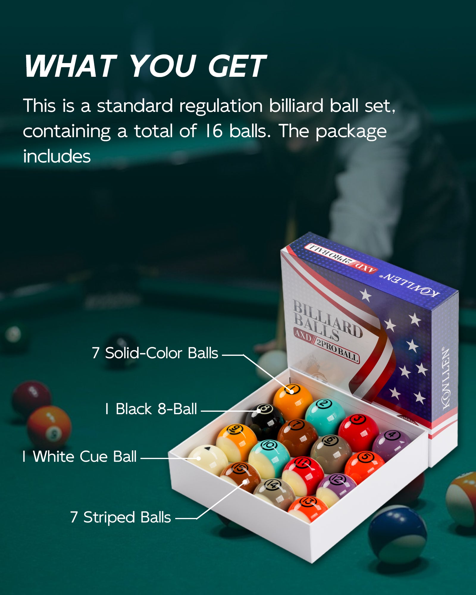 KONLLEN AXD-2PRO Billiard Balls - 57.2mm