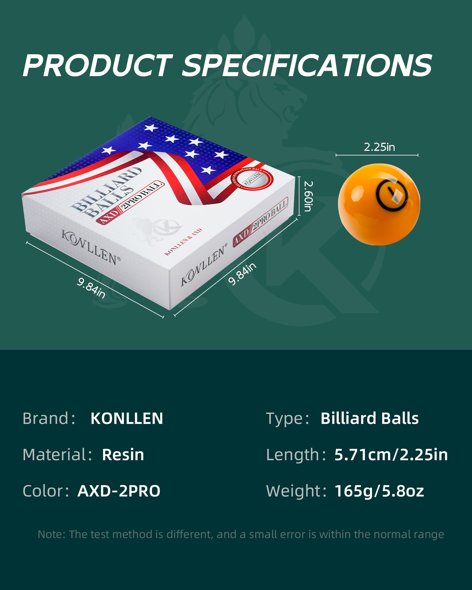 KONLLEN AXD-2PRO Billiard Balls - 57.2mm
