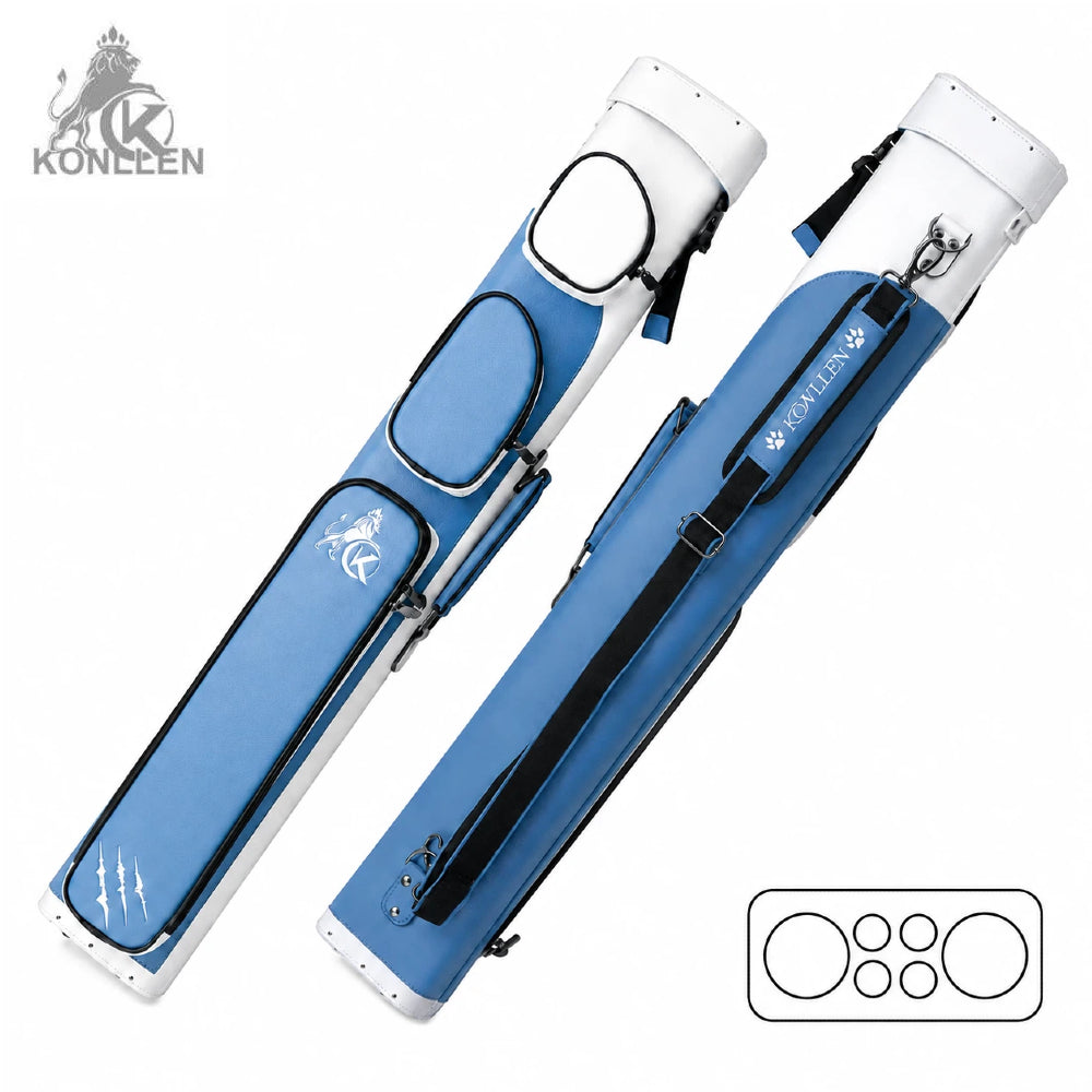 KONLLEN Cowhide Hard Case - 2 Butts x 4 Shafts - Blue