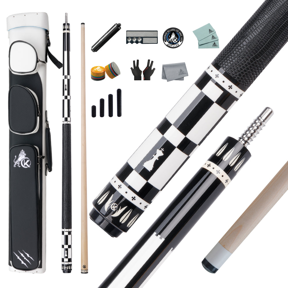 KONLLEN Regent Low Deflection Maple Pool Cue With 30cm Carbon Tube - 12mm