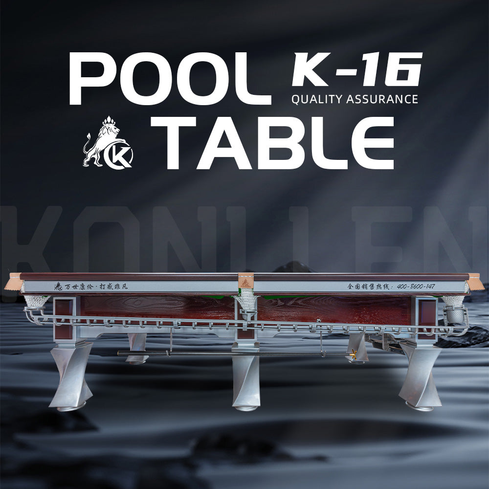 KONLLEN K-16 Chinese 8-Ball Pool Table, Professional Slate Bed Billiard Table for Competition & Club Use