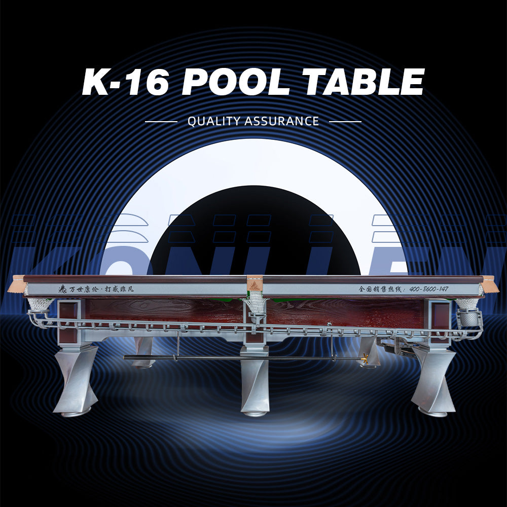 KONLLEN K-16 Chinese 8-Ball Pool Table, Professional Slate Bed Billiard Table for Competition & Club Use