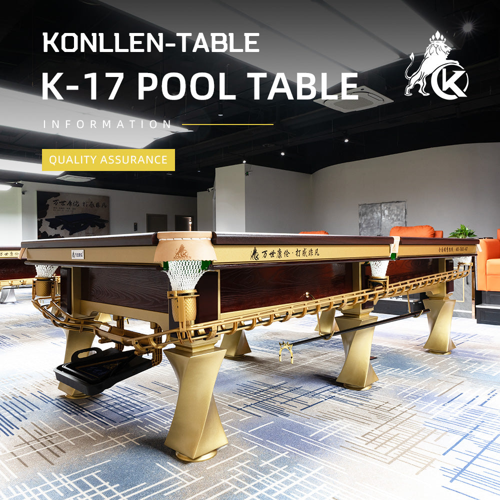 KONLLEN K-17 Chinese 8-Ball Pool Table, Professional Slate Bed Billiard Table for Competition & Club Use