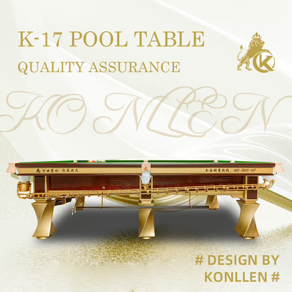 KONLLEN K-17 Chinese 8-Ball Pool Table, Professional Slate Bed Billiard Table for Competition & Club Use