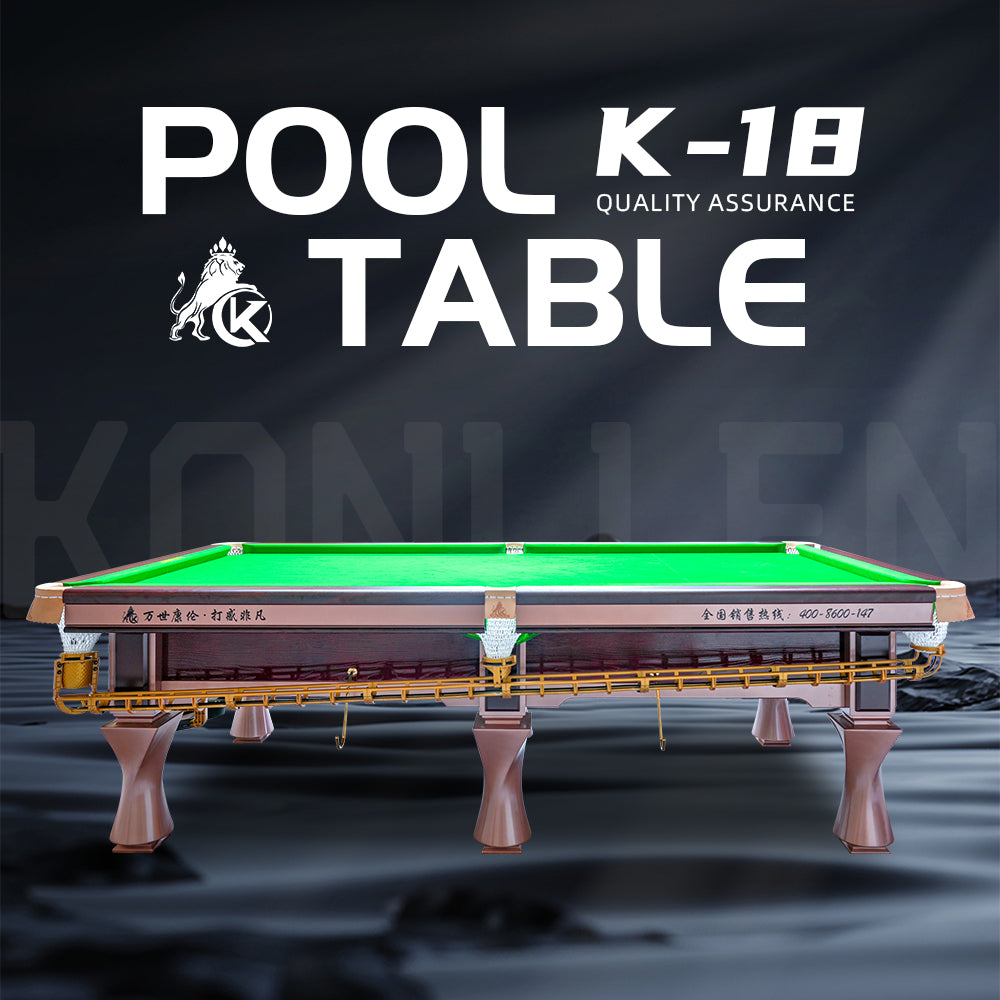 KONLLEN K-18 Chinese 8-Ball Pool Table, Professional Slate Bed Billiard Table for Competition & Club Use