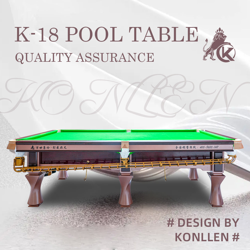 KONLLEN K-18 Chinese 8-Ball Pool Table, Professional Slate Bed Billiard Table for Competition & Club Use