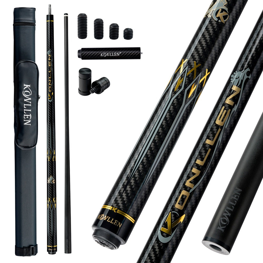 KONLLEN 2.0 AK-3K Low Deflection Carbon Fiber Pool Cue with ProTaper Shaft