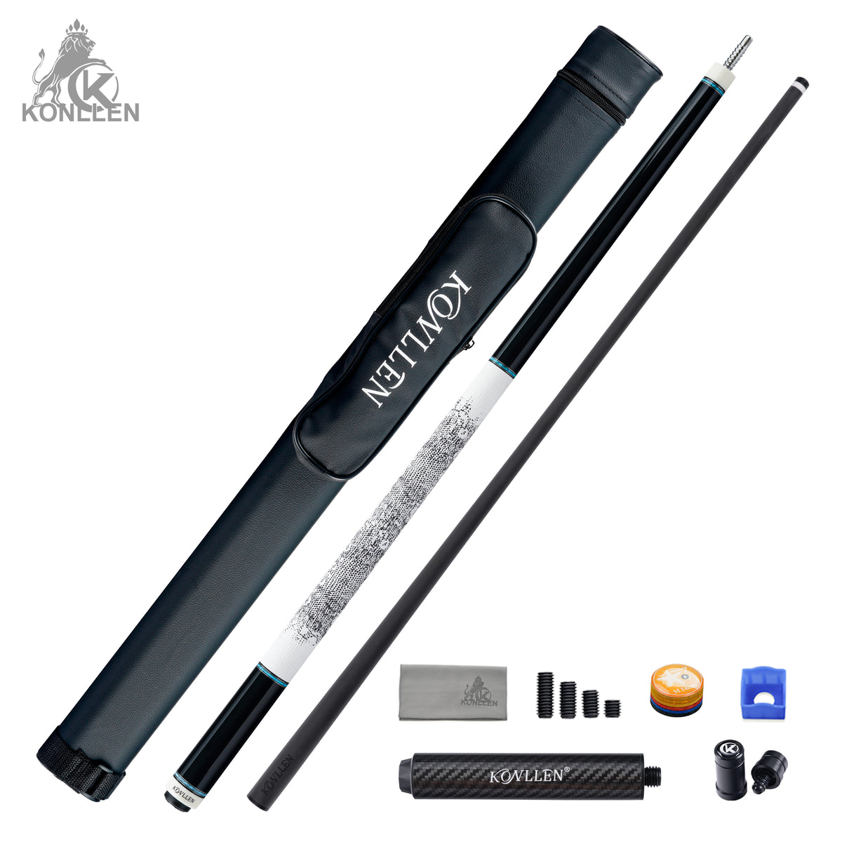 KONLLEN 2.0 Lanting-02 Low Deflection Carbon Fiber Pool Cue  Ebony Handmade Inlay - 11.8mm / 12.5mm