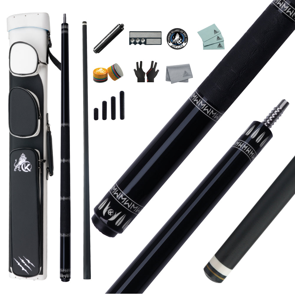 KONLLEN Eclipse Low Deflection Carbon Fiber Pool Cue with CFX ProTaper Shaft - 12.4mm