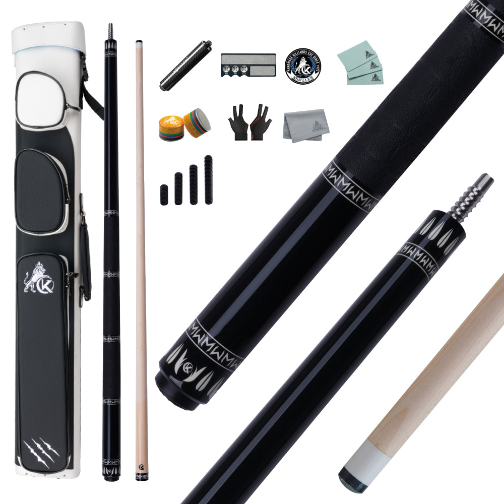 KONLLEN Eclipse Low Deflection Maple Pool Cue With 30cm Carbon Tube - 12mm
