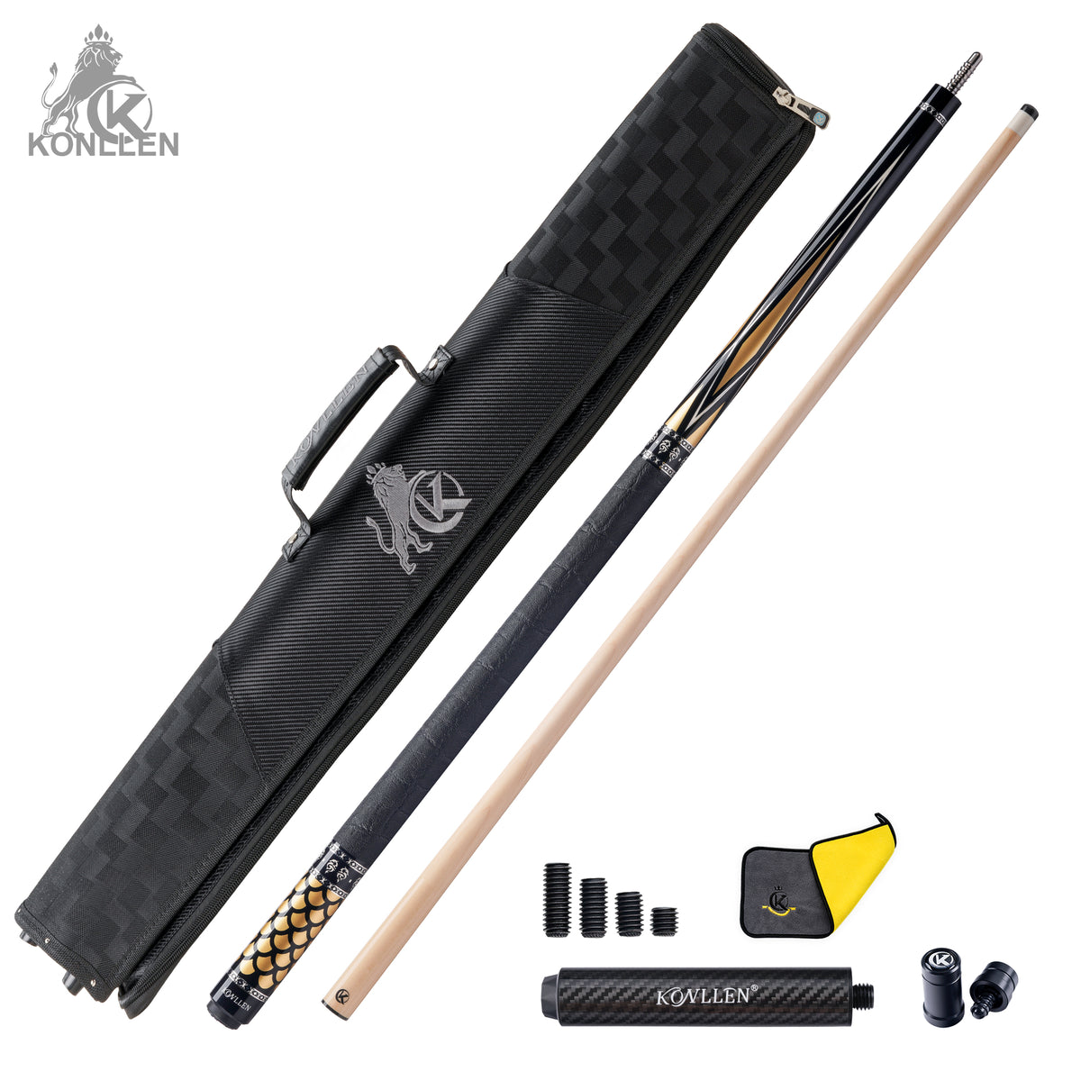 KONLLEN Aurelian Low Deflection Maple Pool Cue With 30cm Carbon Tube - 11.8mm / 12.5mm