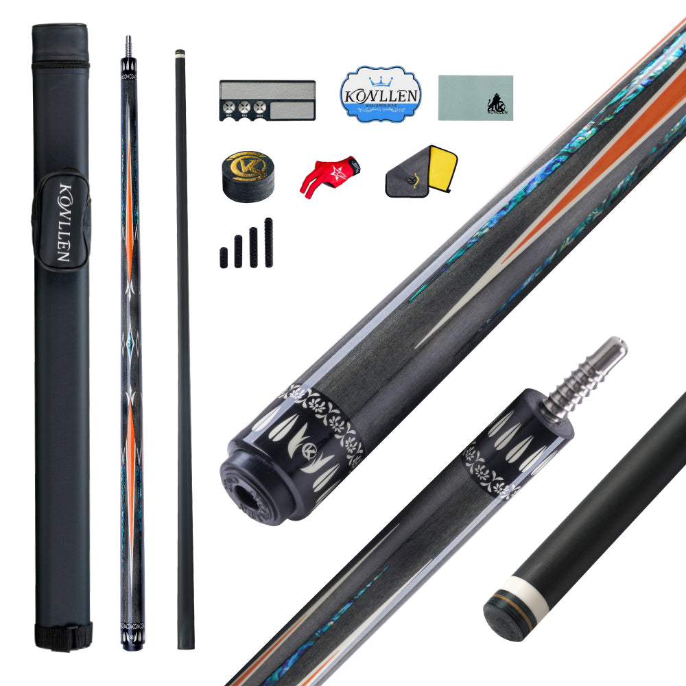 KONLLEN Lucent Low Deflection Carbon Fiber Pool Cue with CFX ProTaper Shaft - 12.4mm