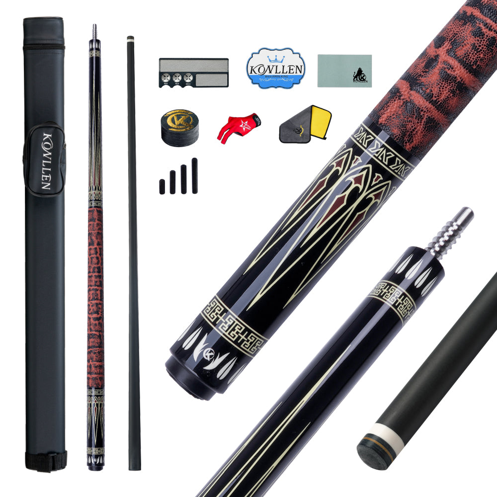KONLLEN Axiom Low Deflection Carbon Fiber Pool Cue with CFX ProTaper Shaft - 12.4mm