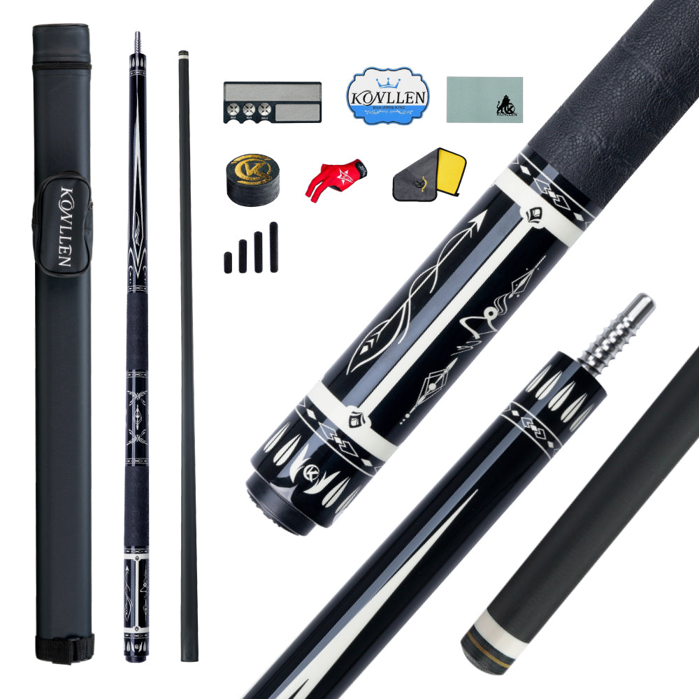 KONLLEN Astra Low Deflection Carbon Fiber Pool Cue with CFX ProTaper Shaft - 12.4mm
