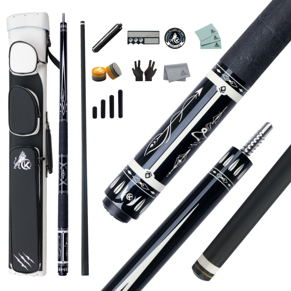 KONLLEN Astra Low Deflection Carbon Fiber Pool Cue with CFX ProTaper Shaft - 12.4mm