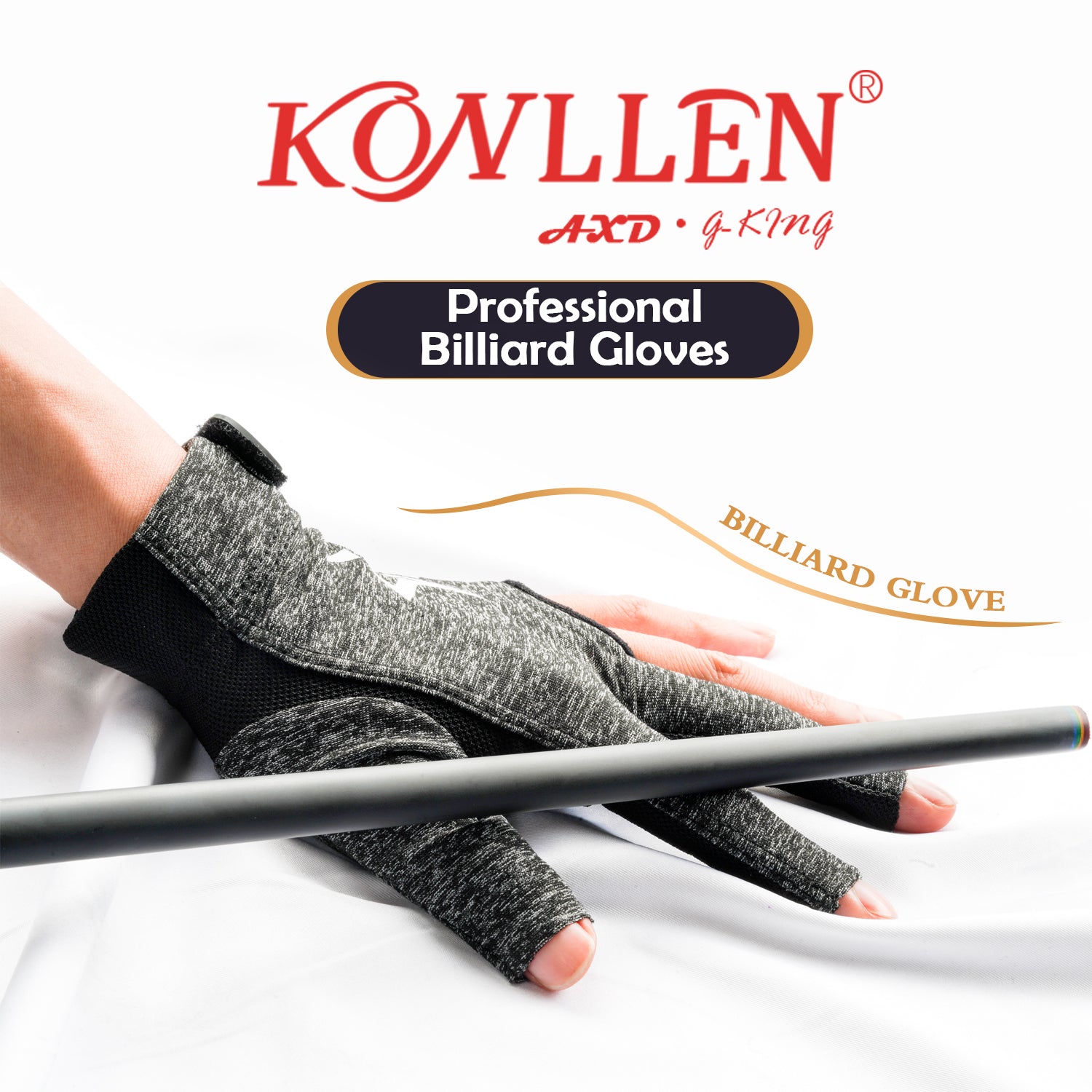 KONLLEN Billiards Gloves for Left Hand/Right Hand L/XL - 01 pure cotton series