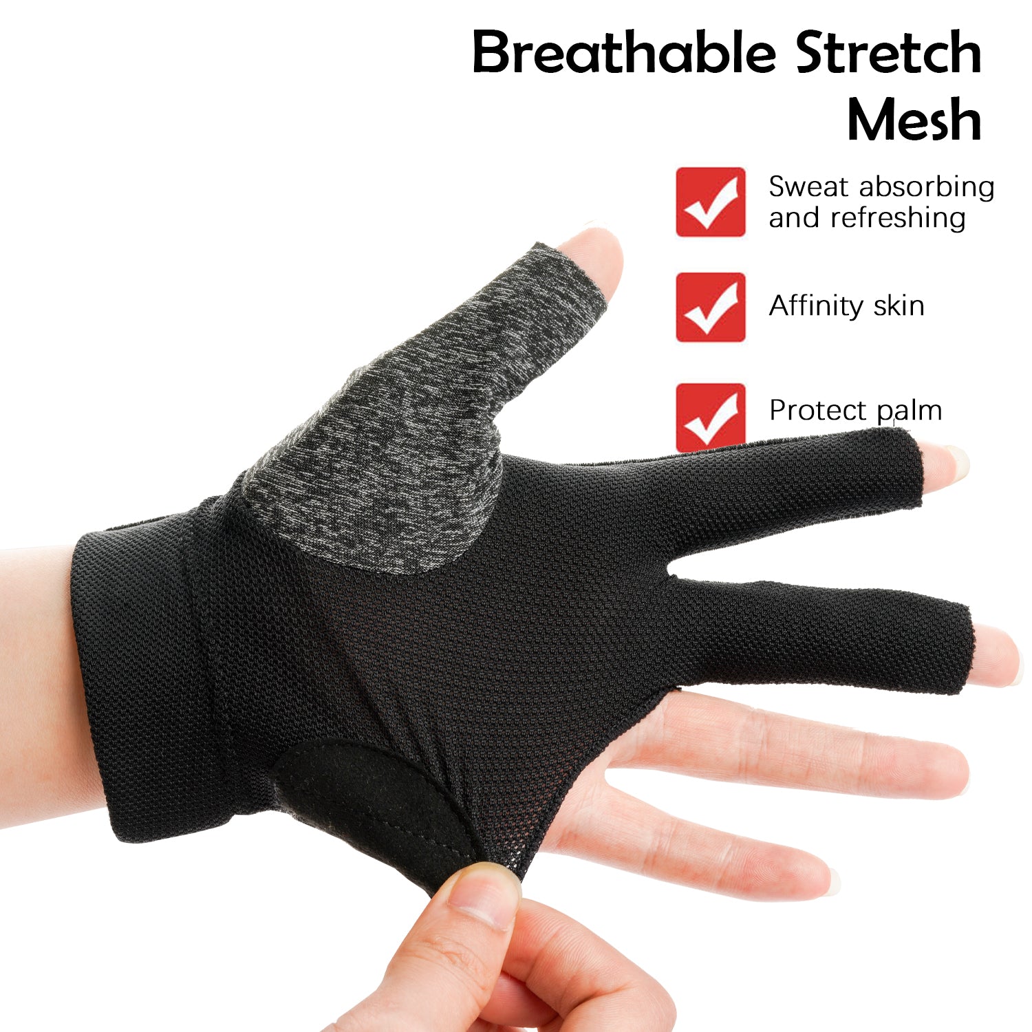 KONLLEN Billiards Gloves for Left Hand/Right Hand L/XL - 01 pure cotton series